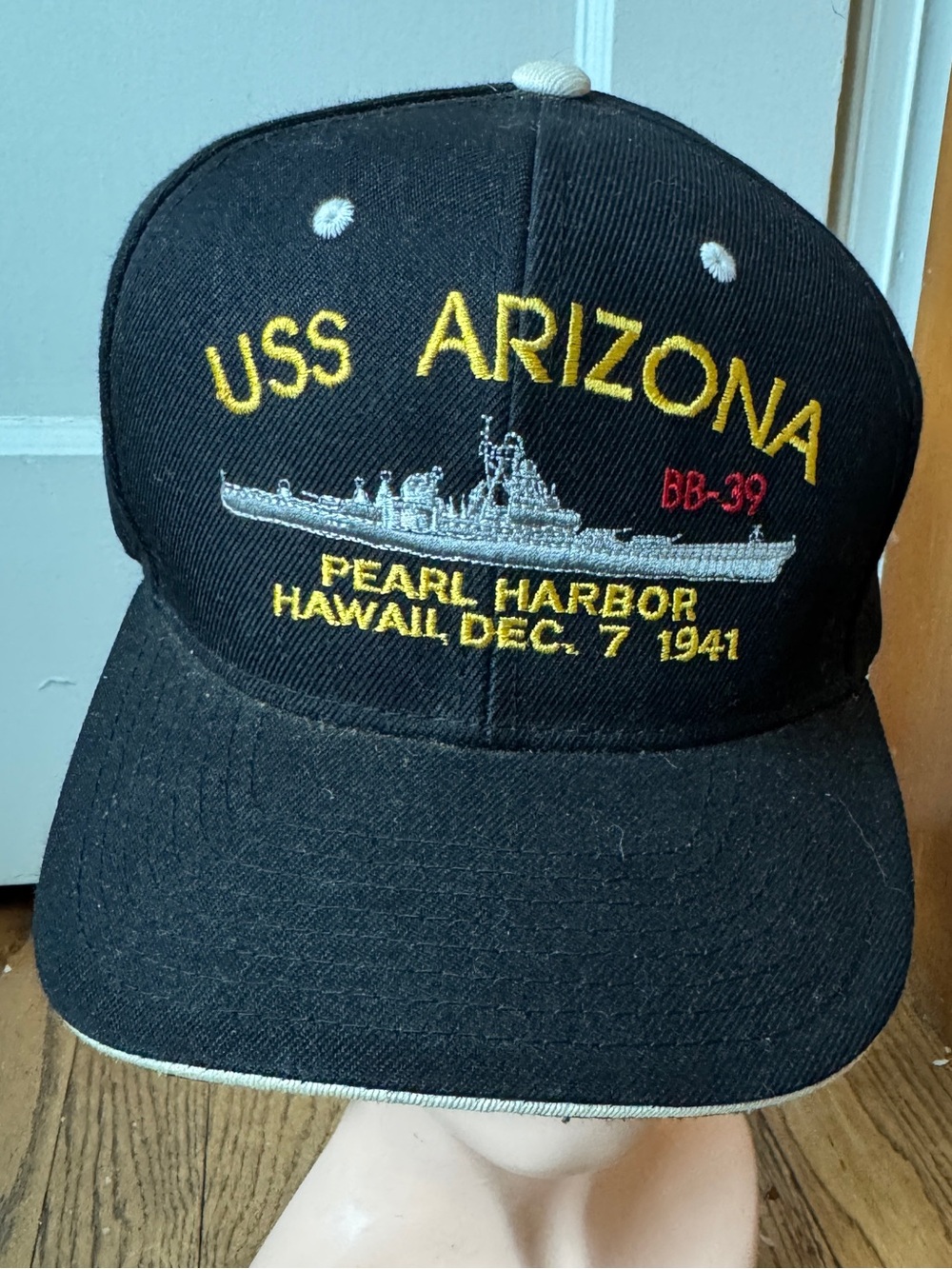 USS Arizona Embroidered Black Baseball Cap